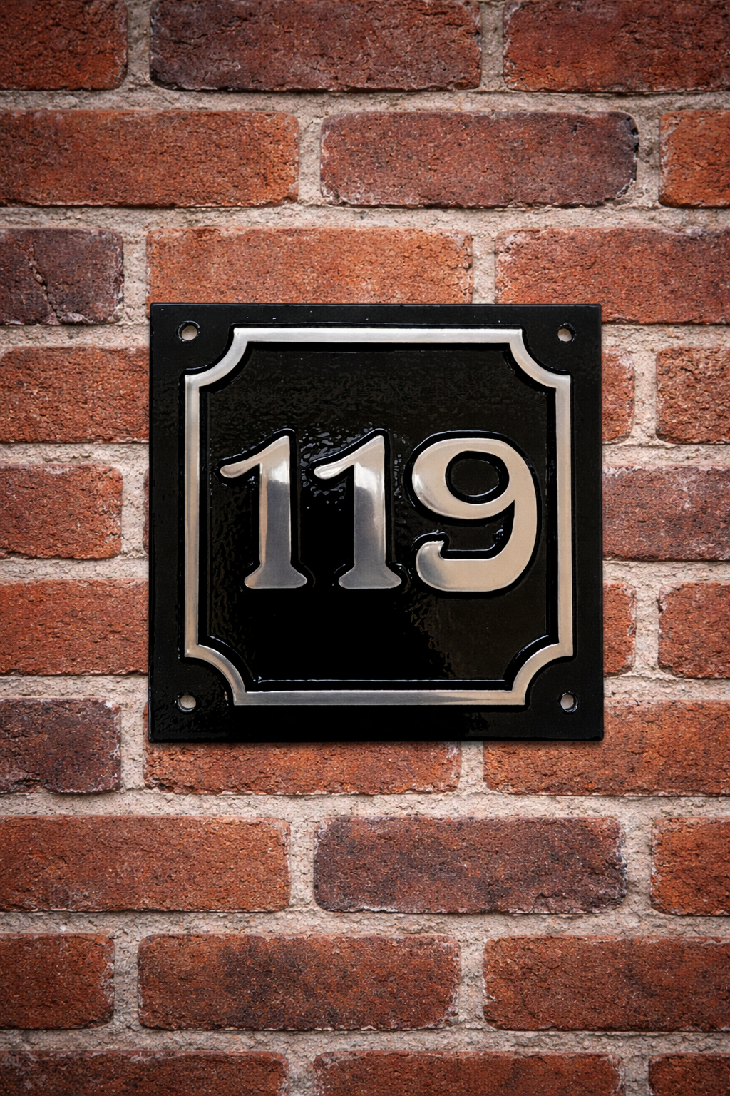 Square house number plaque- cast aluminium - art nouveau