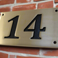 Brushed brass number plate