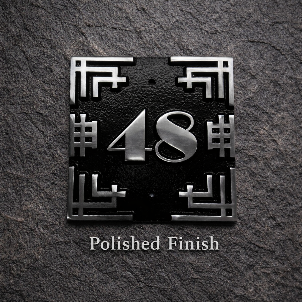 Art deco cast aluminium square house number sign