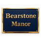 A rectangular decorative plaque with a polished gold border and raised gold lettering reading 'Bearstone Manor' on a dark navy blue textured background, shown on a plain white background.