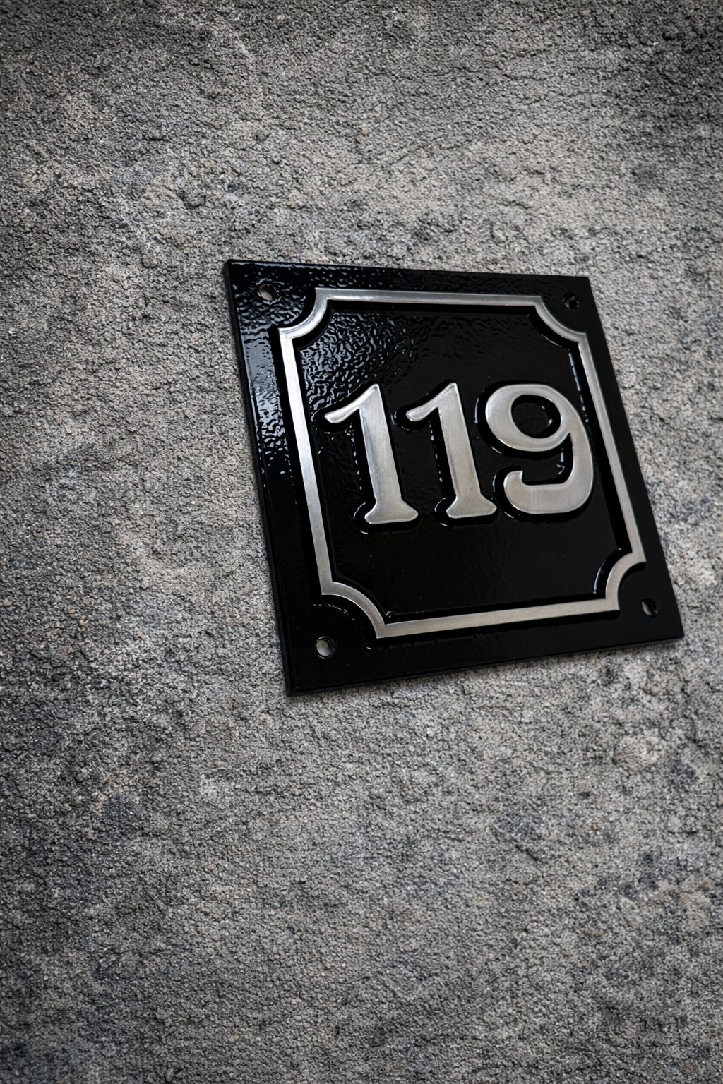 Square house number plaque- cast aluminium - art nouveau 3