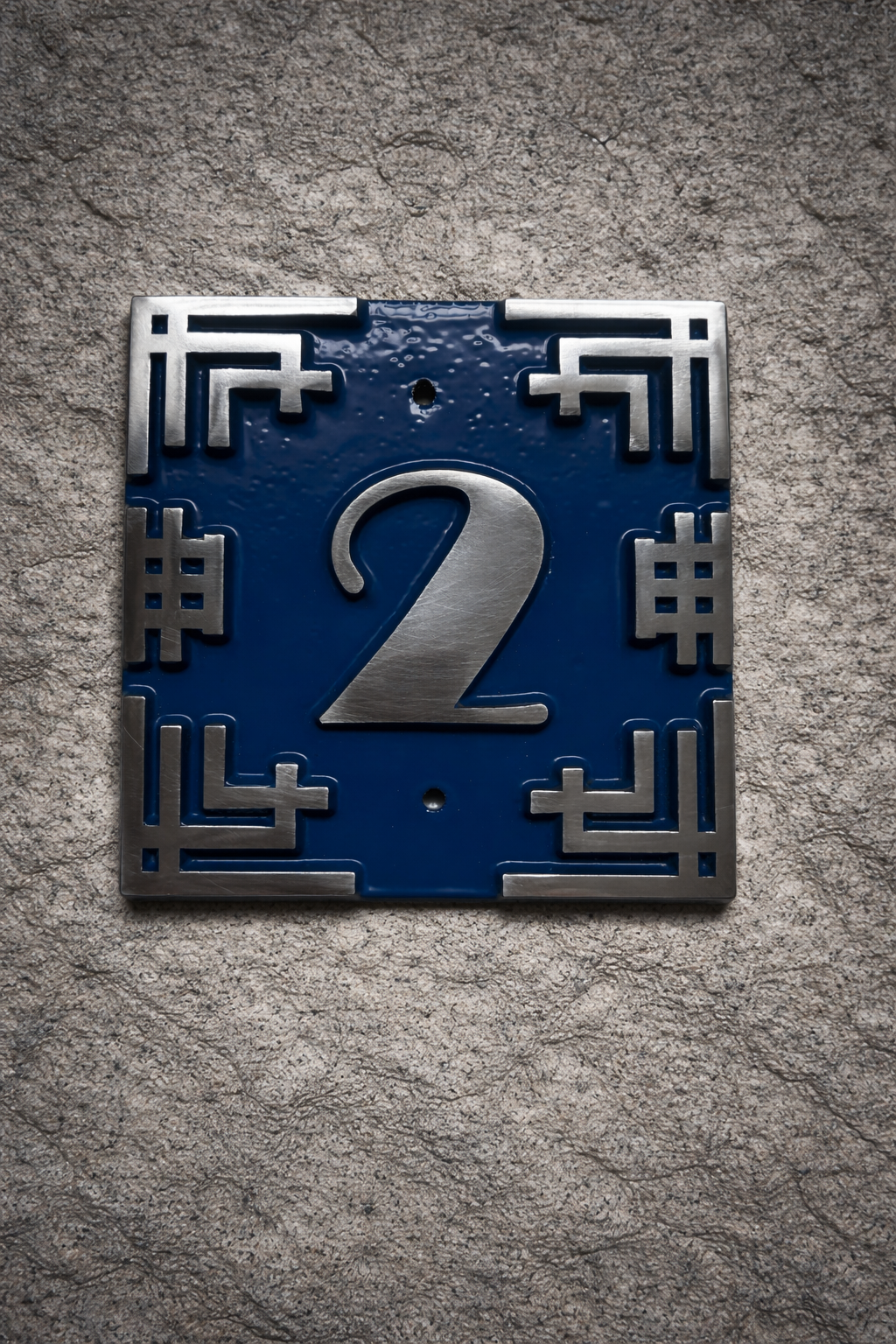 Art deco cast aluminium square house number sign