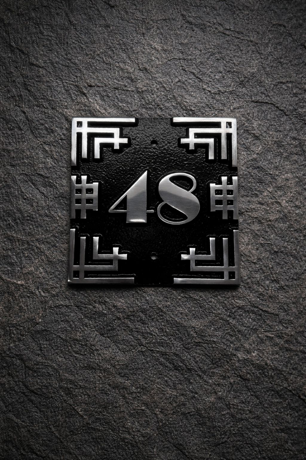 Art deco cast aluminium square house number sign