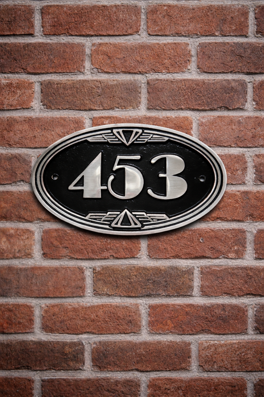 Cast Aluminium Oval House Number Sign – Art Deco Hotel Room Number Plaque
