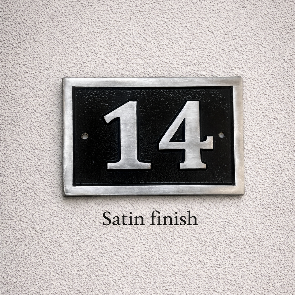 cast aluminium rectangle house number sign - satin finish