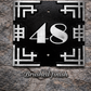 Art deco cast aluminium square house number sign