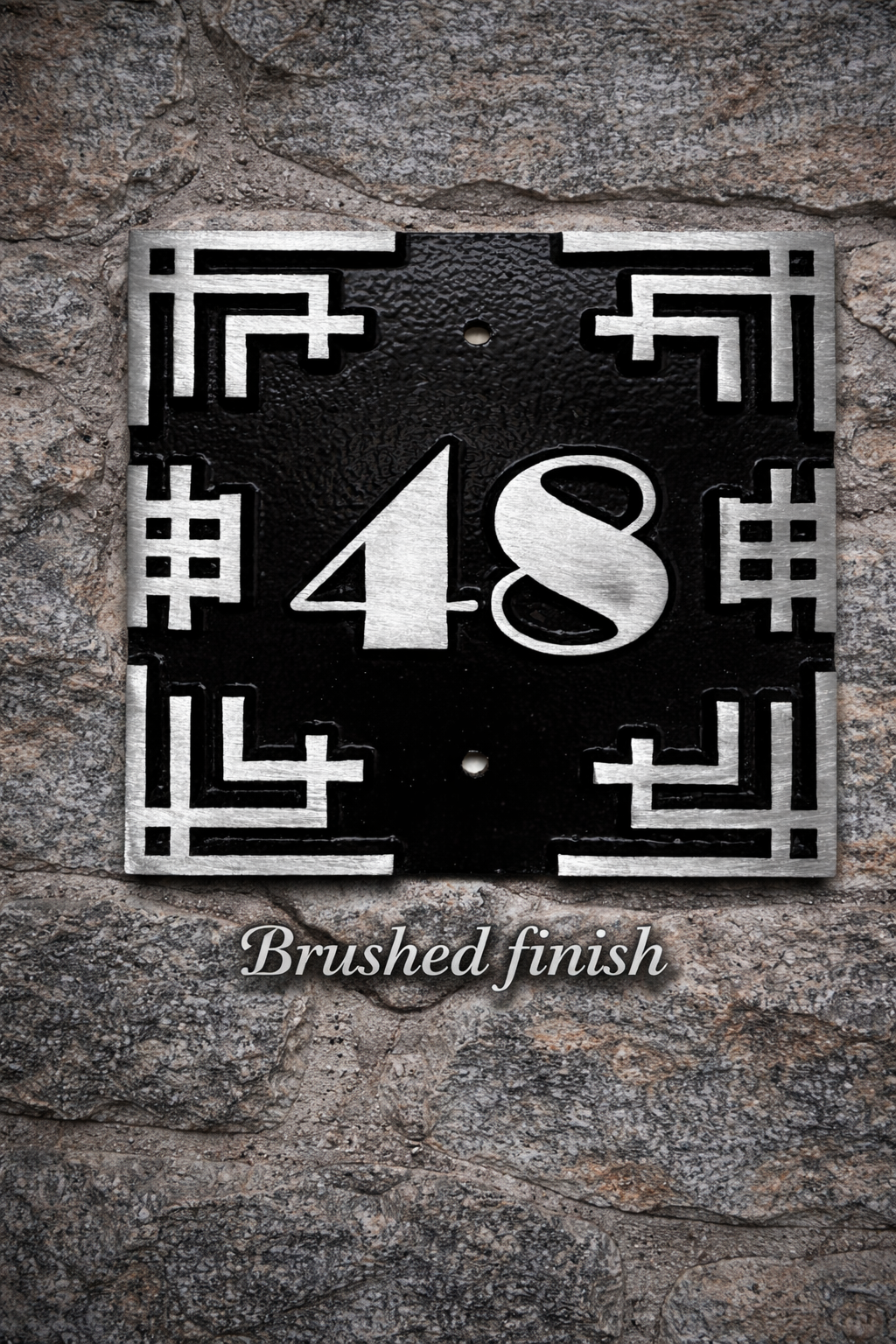 Art deco cast aluminium square house number sign