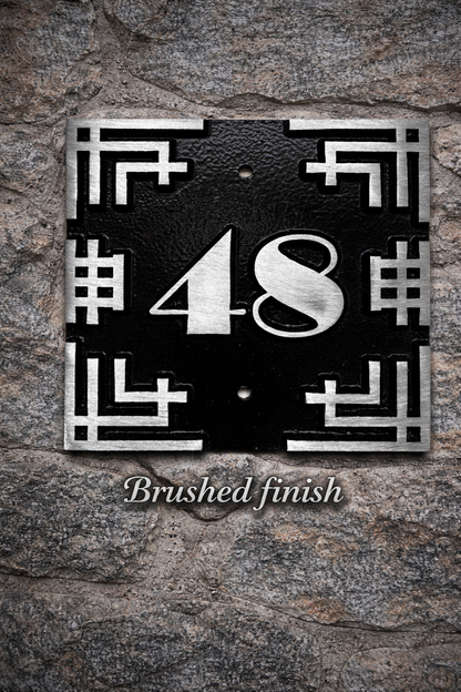 Art deco cast aluminium square house number sign