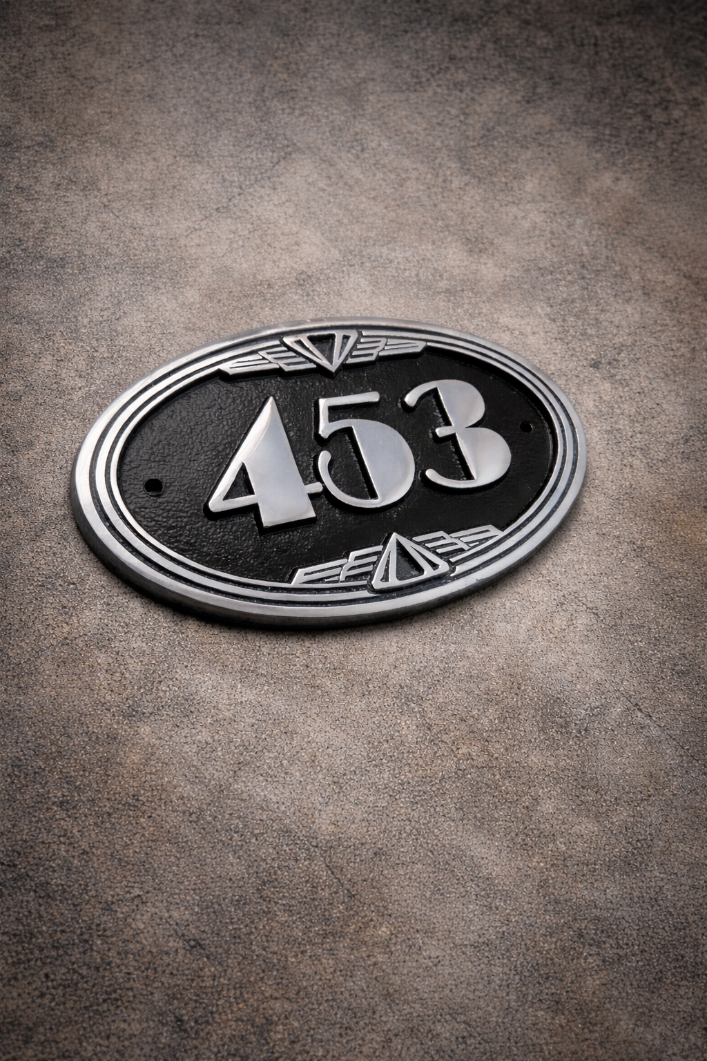 Cast Aluminium Oval House Number Sign – Art Deco Hotel Room Number Plaque