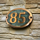 House number sign in copper