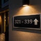 Cast aluminium directional sign with custom text and arrow for hotel or office wayfinding