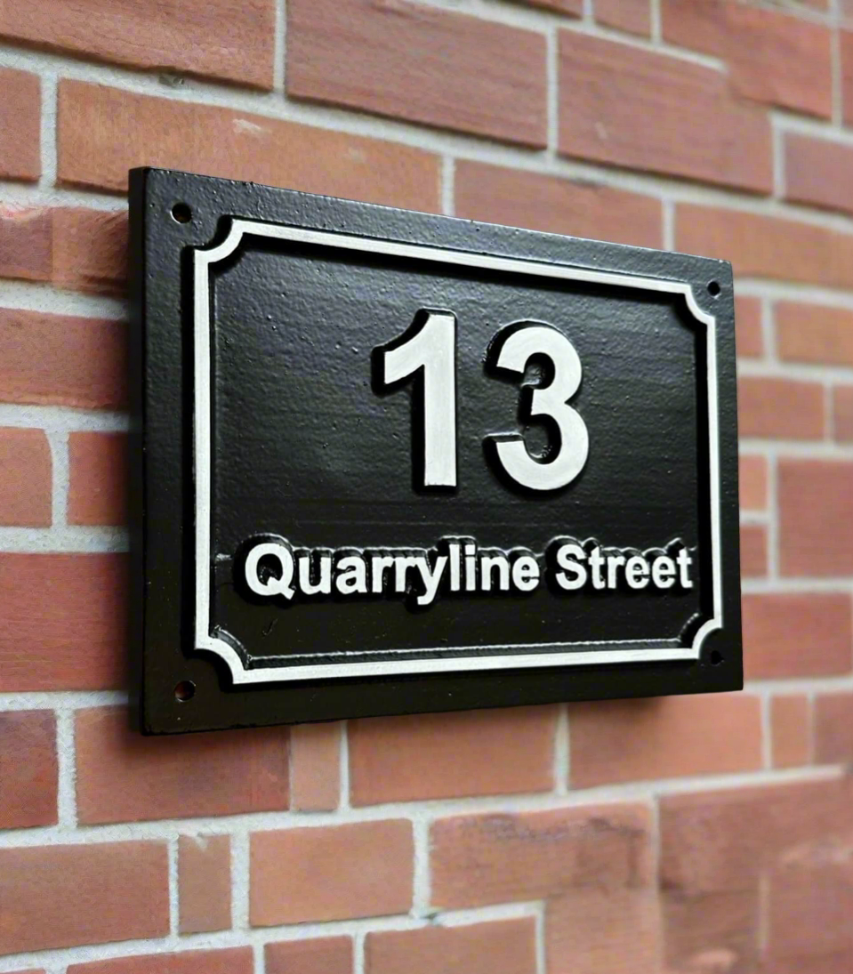 Modern address cast plaque