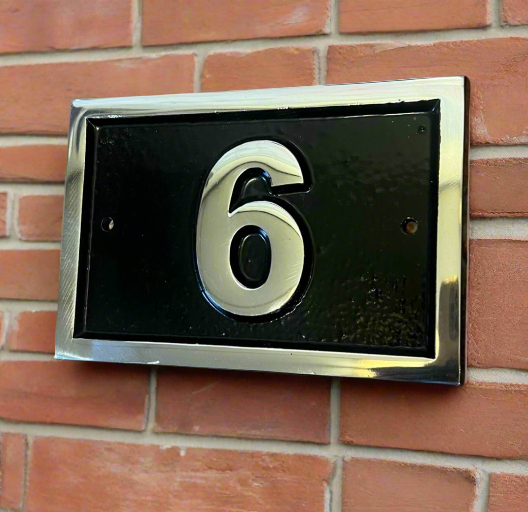 Modern house number sign in black