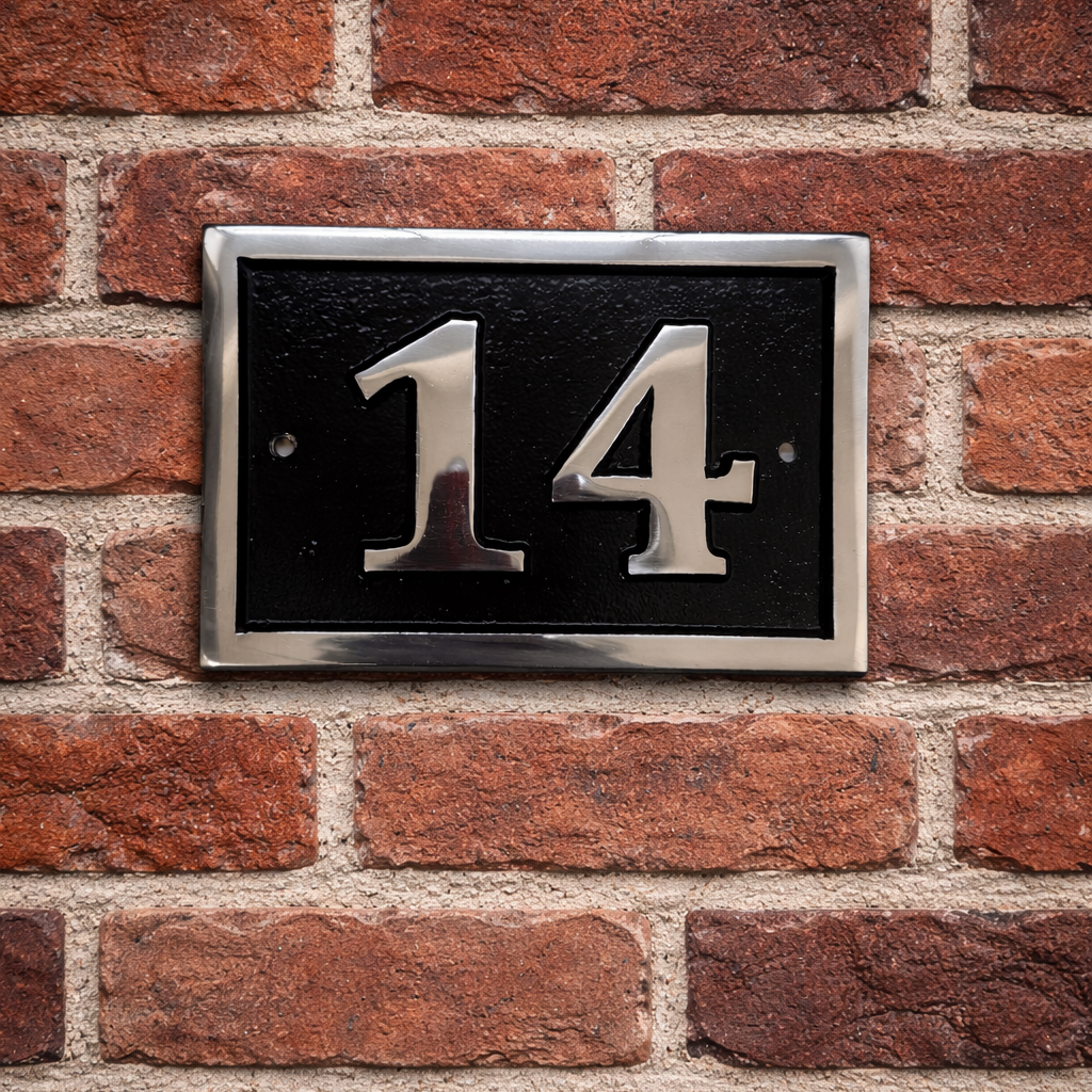 cast aluminium rectangle house number sign