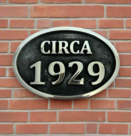 circa date plaque in aluminium