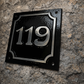 Square house number plaque- cast aluminium - art nouveau 4