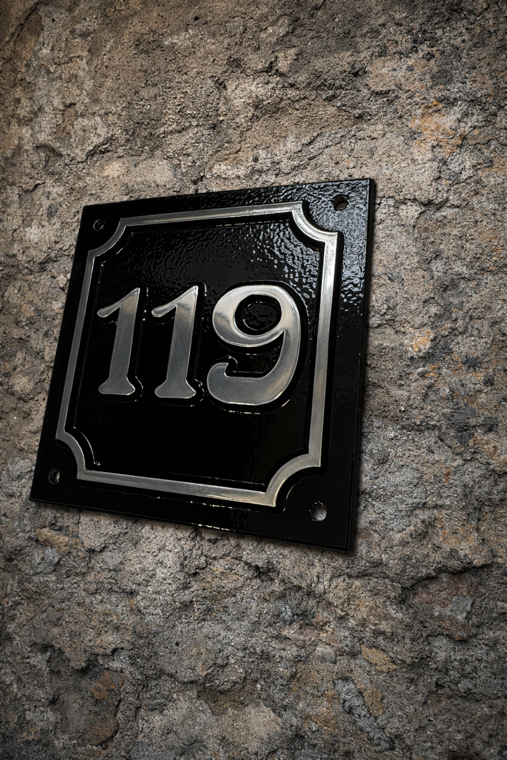 Square house number plaque- cast aluminium - art nouveau 4