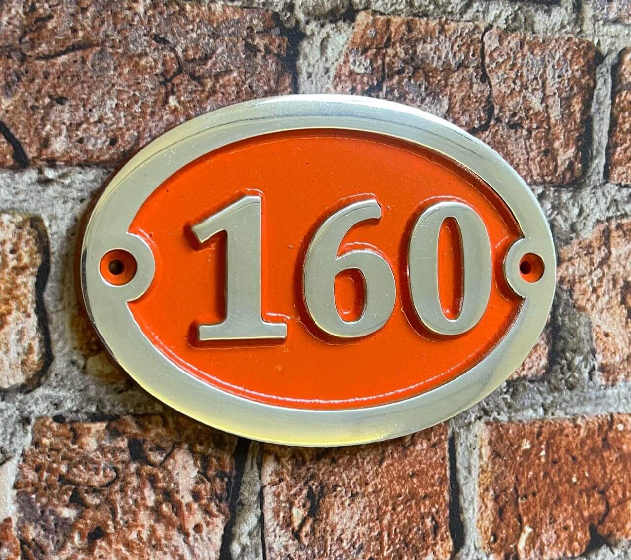house number sign aluminium with orange background
