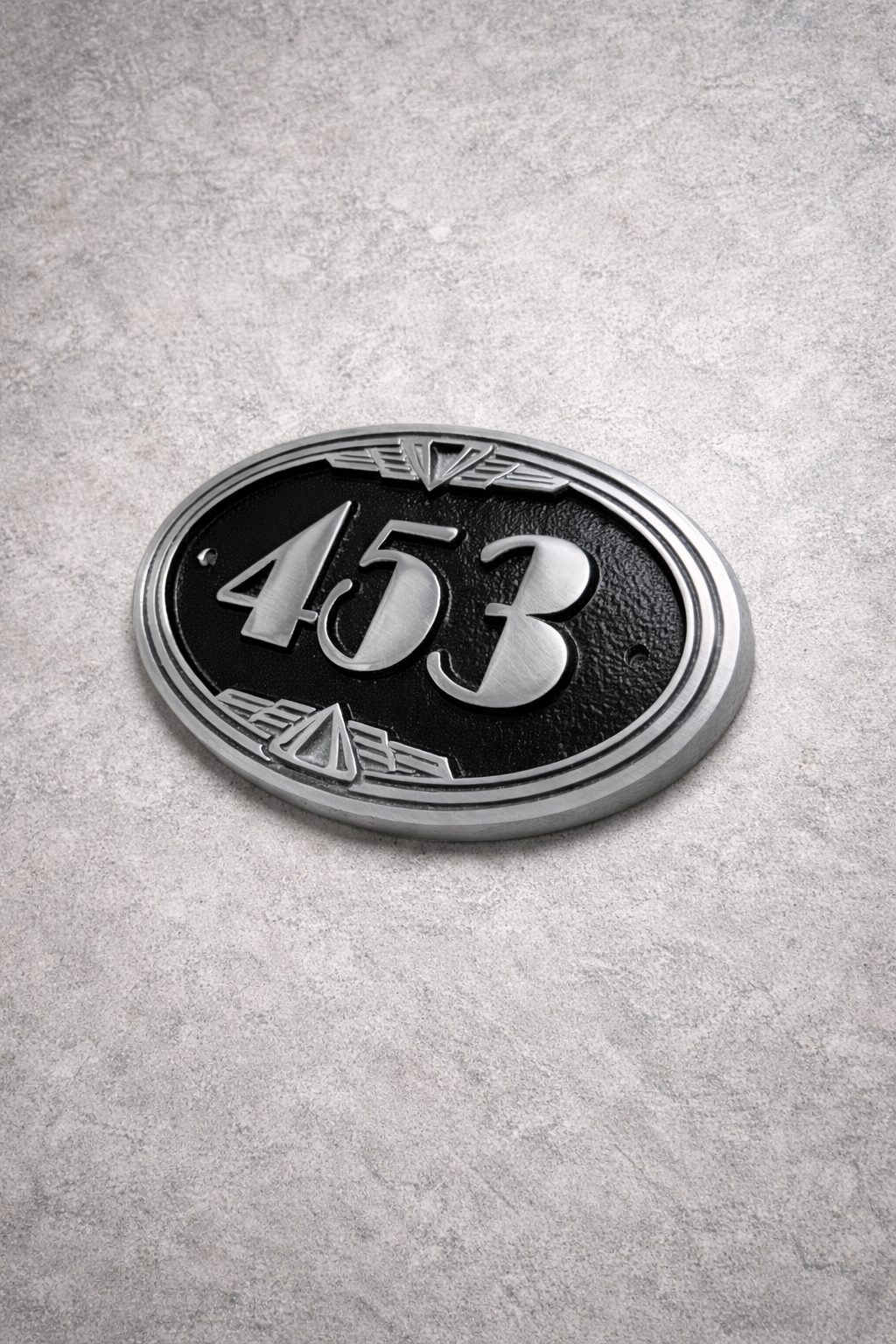 Cast Aluminium Oval House Number Sign – Art Deco Hotel Room Number Plaque