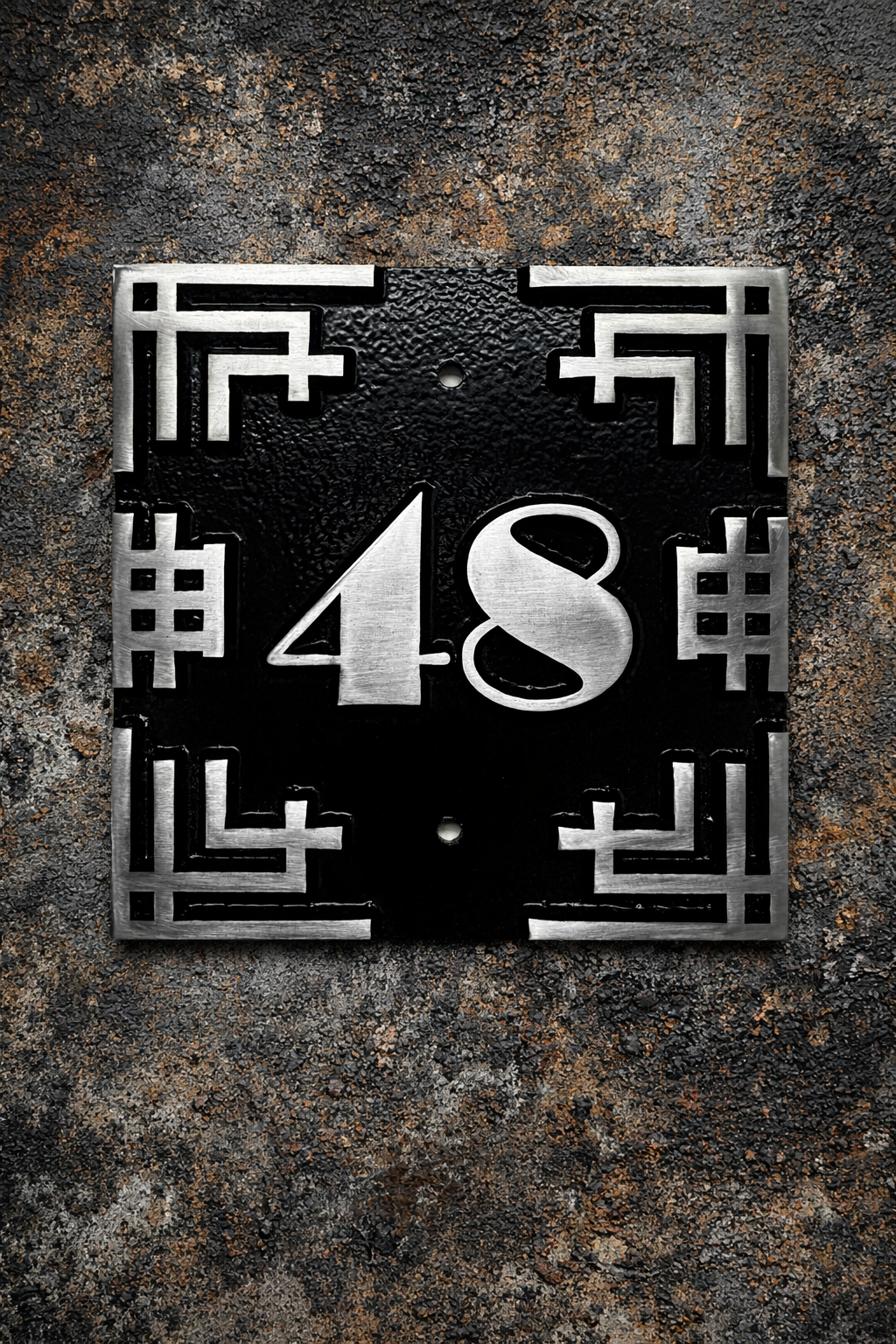 Art deco cast aluminium square house number sign