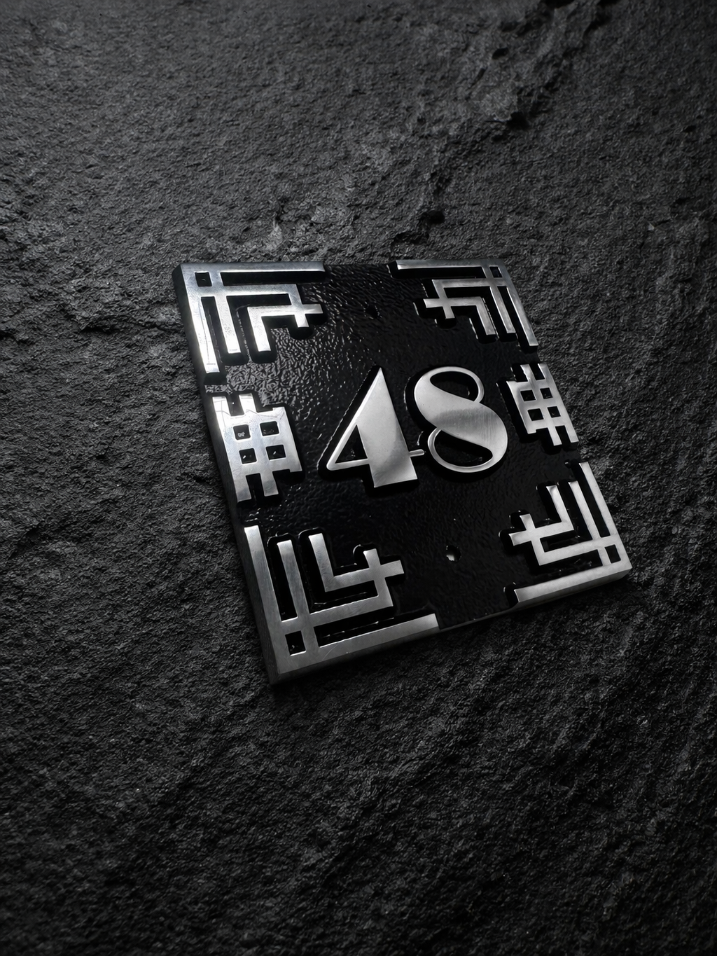 Art deco cast aluminium square house number sign