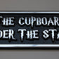 the cupboard under the stairs sign