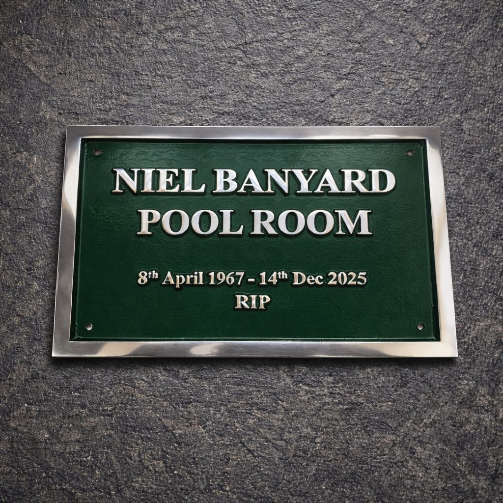 Memorial plaque in aluminium metal 