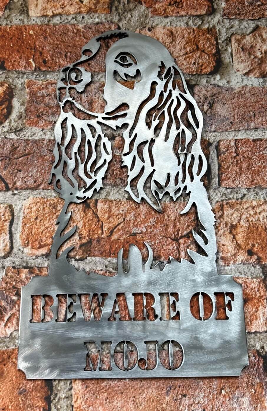 beware of the dog sign in steel