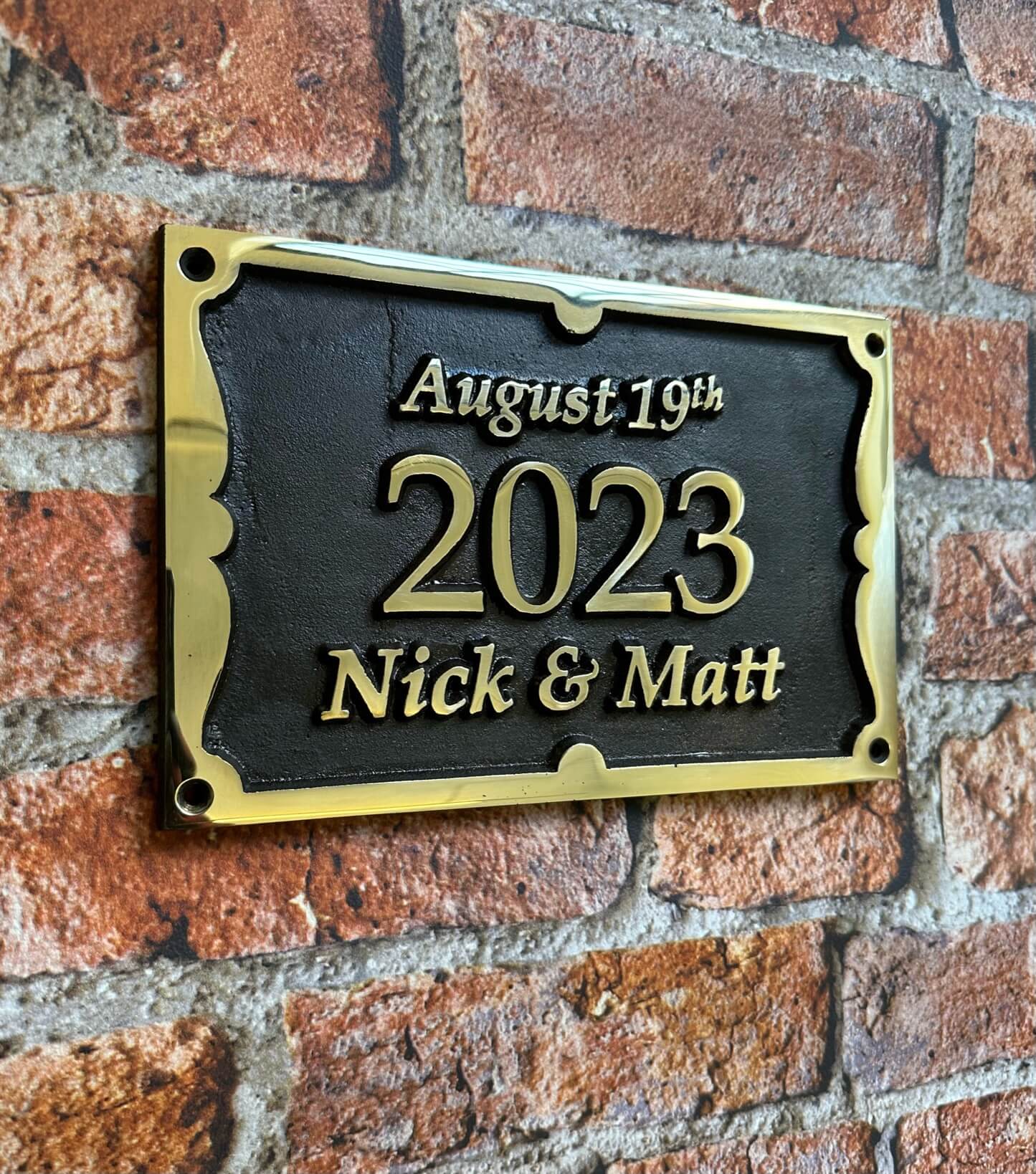 Bronze wedding date plaque