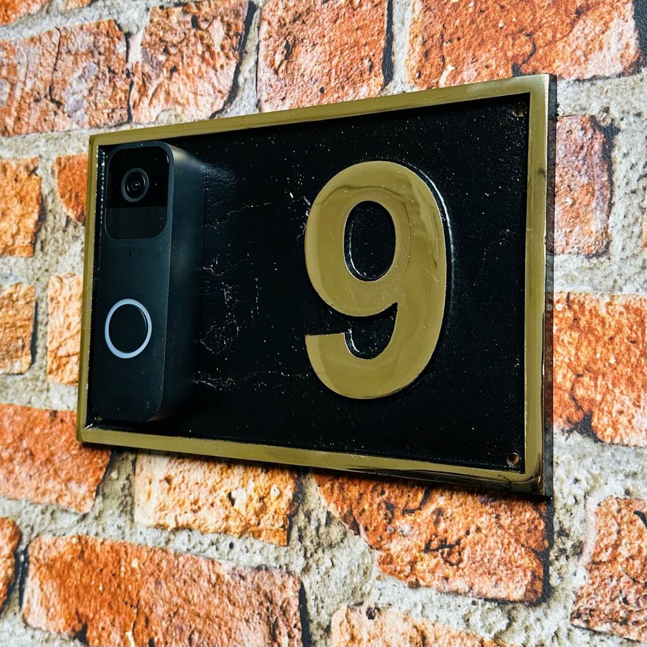 Modern address sign with smart doorbell