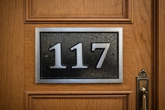 house number sign rectangle in gunmetal grey