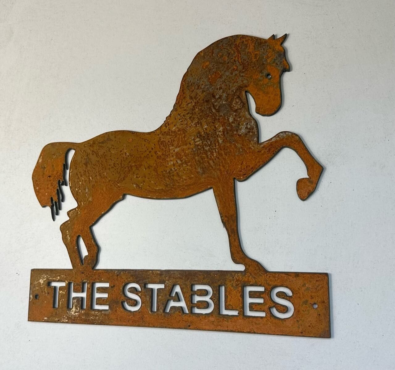 horse equestrian sign antique finish