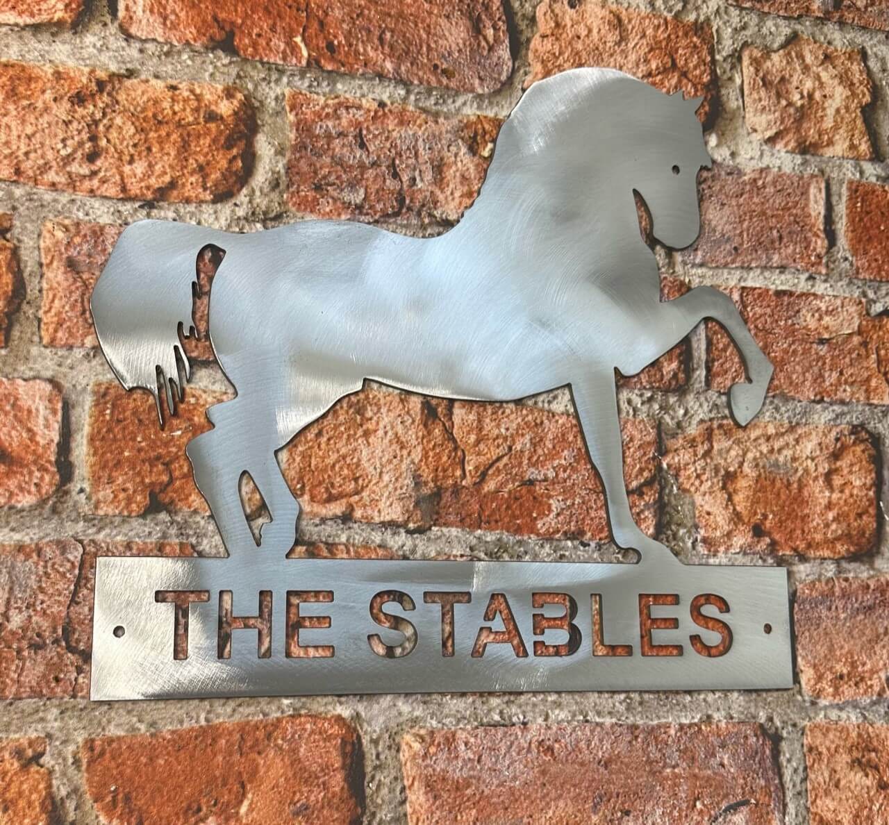 horse equestrian sign sanded finish