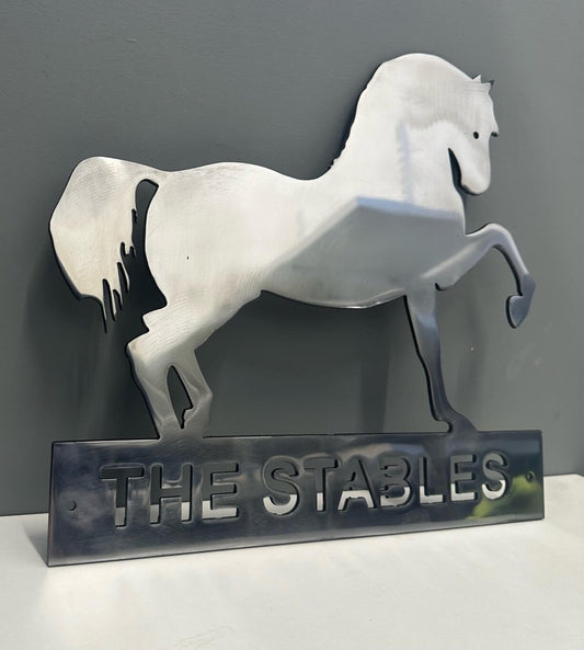 horse stables sign polished