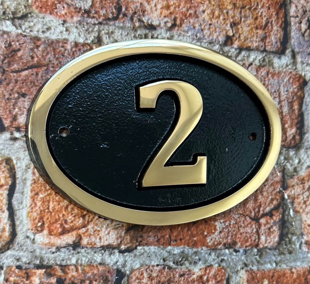 House number sign oval in bronze