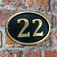 House number sign oval in bronze