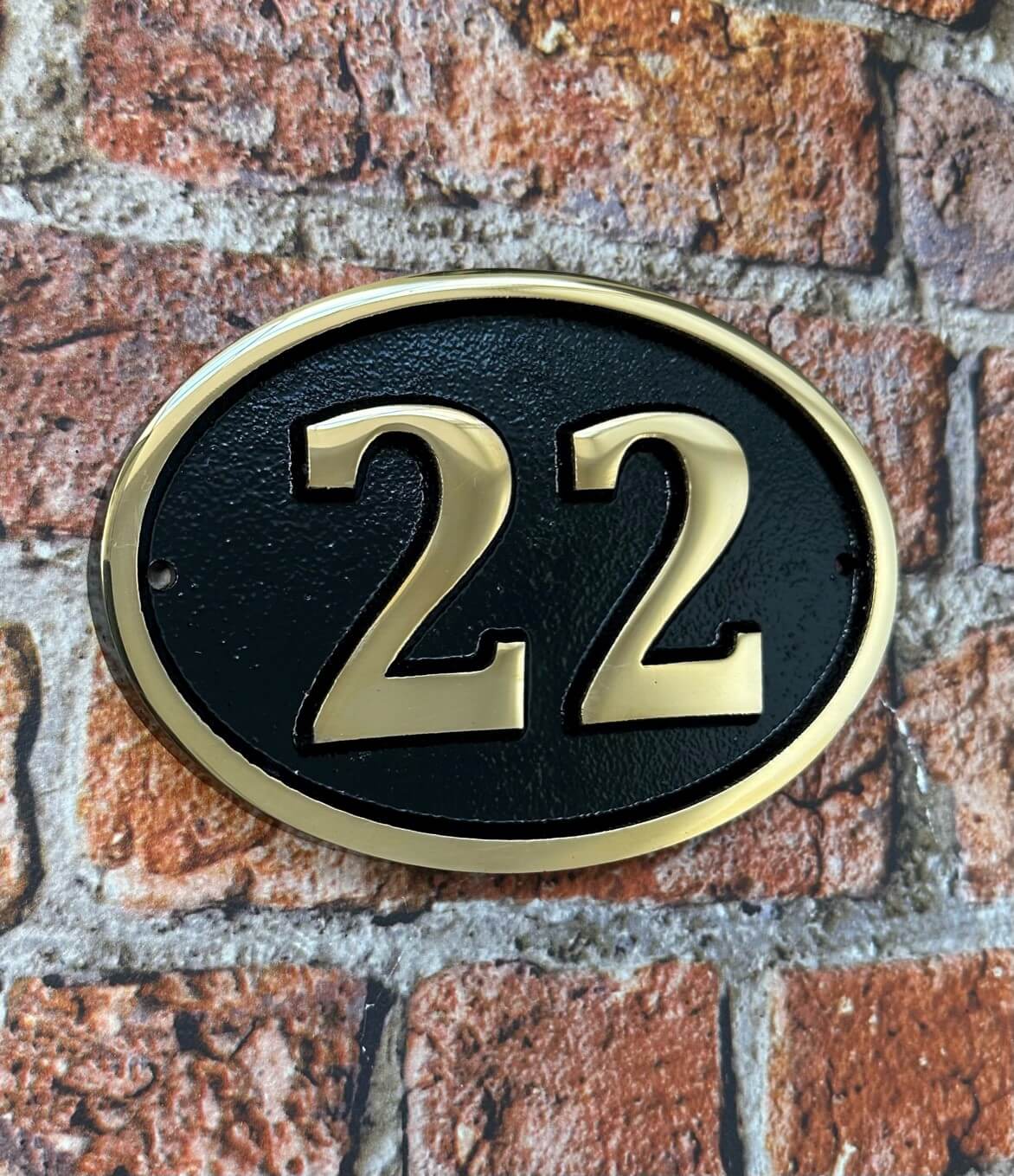 House number sign oval in bronze