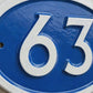 Blue Heritage Oval Cast Aluminium Address Plaque with Background Fixing Holes