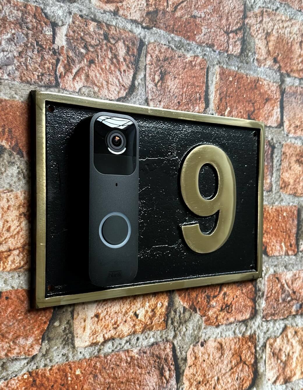 Modern address sign with smart doorbell