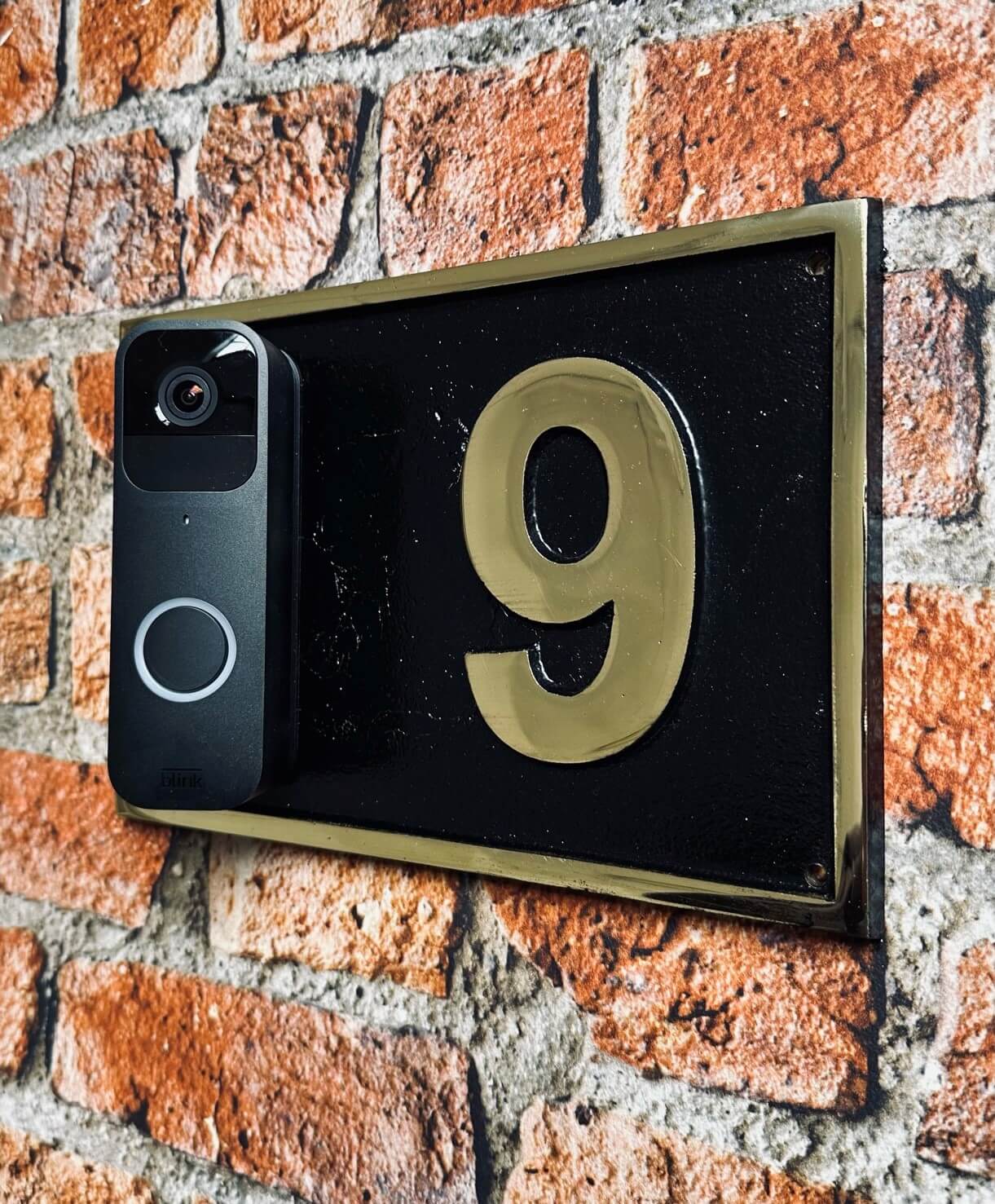 Modern address sign with smart doorbell