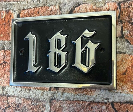 Numbered Door sign traditional in black