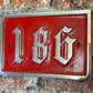Numbered Door sign traditional in red
