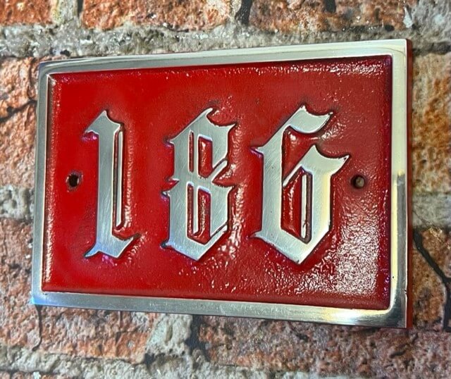 Numbered Door sign traditional in red