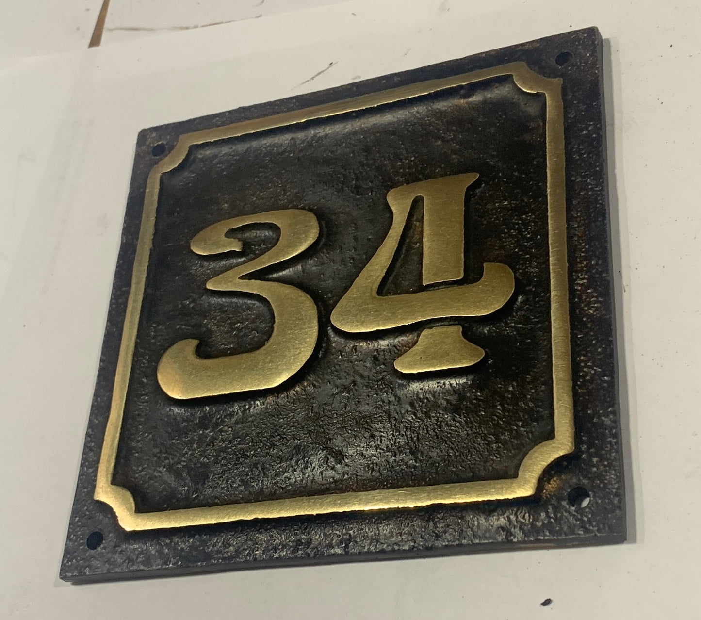 House Number Sign Art Nouveau Bronze 