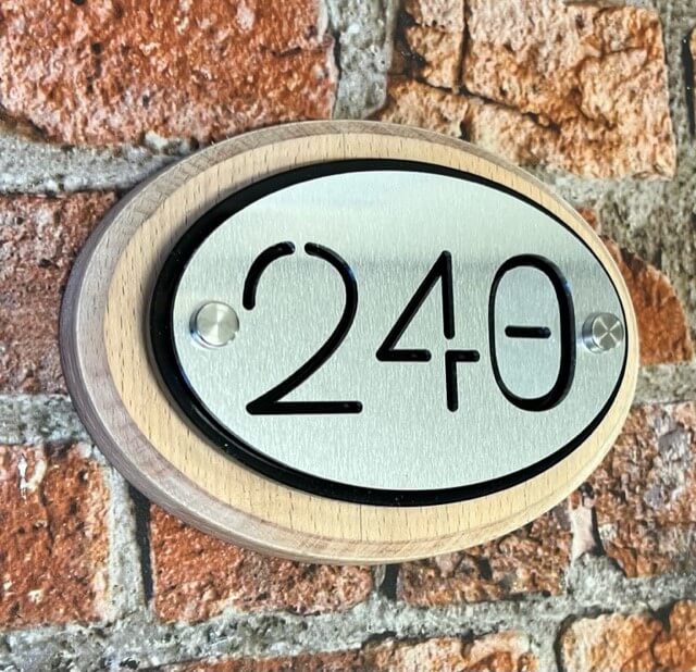 Contemporary Numbered Wall Sign Oval