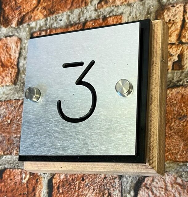 Contemporary Numbered Wall Sign Square