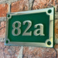 House number sign aluminium rectangle green