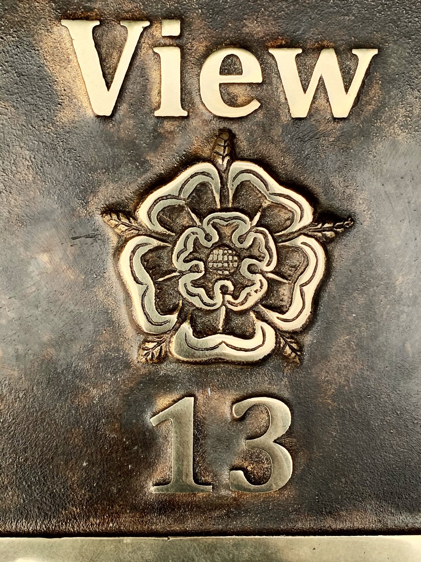 Metal House Sign Bronze with Tudor Rose