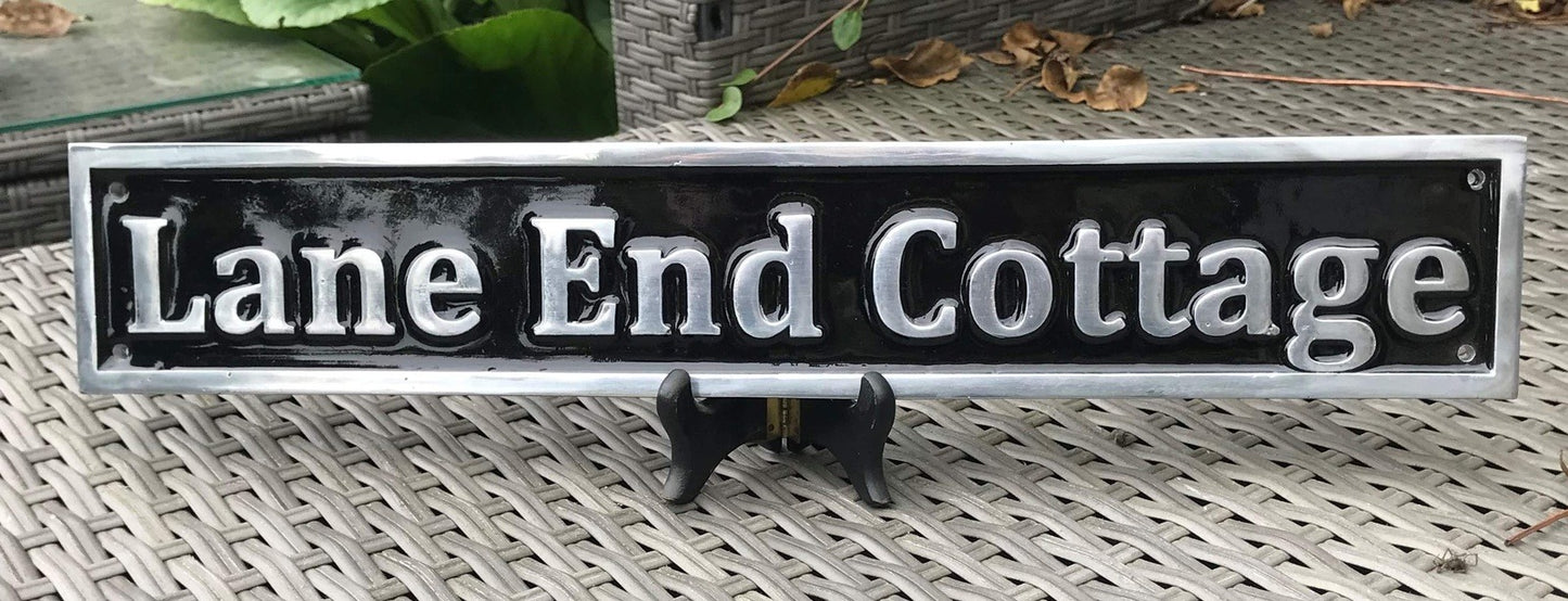 Metal House Name Sign with Black background