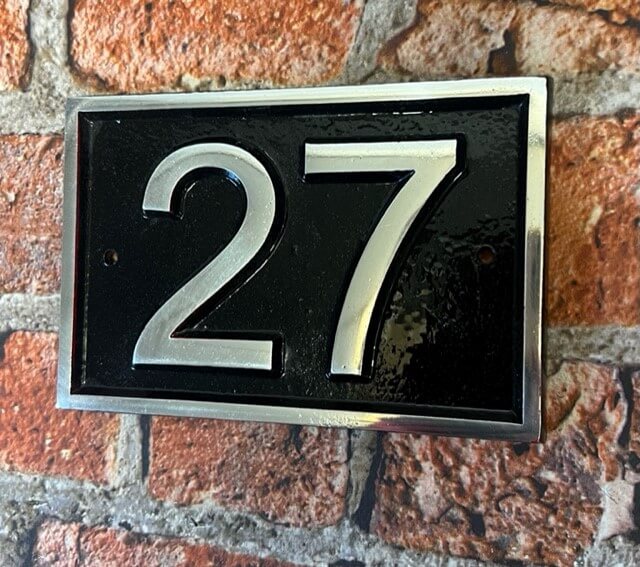 Modern door number sign in black